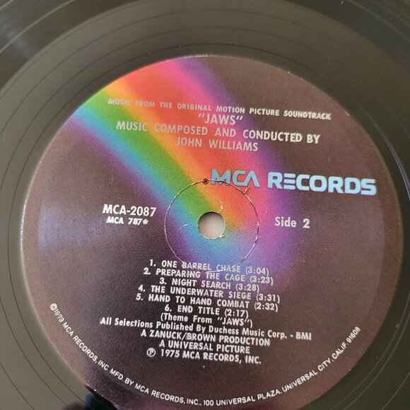 Jaws Original Movie Soundtrack 1975 Vinyl Record MCA-2087 Spielberg Williams LPC - Picture 7 of 10